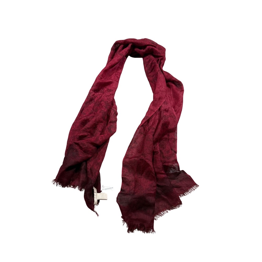 Banana Republic Scarf Burgundy Red Floral Damask Fringe Quiet Luxury Gothic